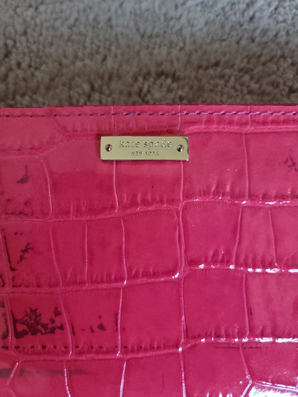 Pink Croc-Embossed Zip Wallet - Picture 2 of 2